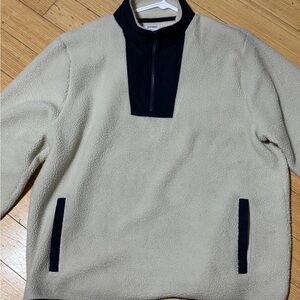 OLD NAVY Men's XXL Fleece Moc Pullover - Tan/Navy